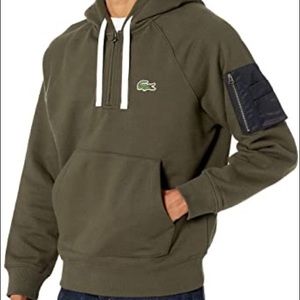 RARE LACOSTE QUARTER-ZIP ARMY GREEN- Lacoste